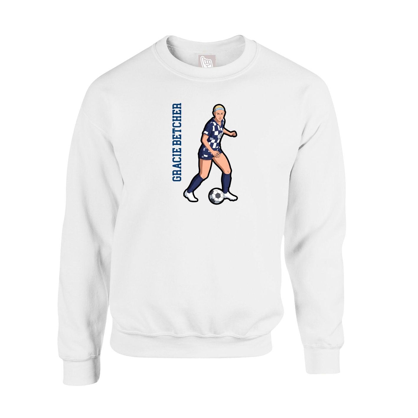 Fleece Crew — Name Vertical in White