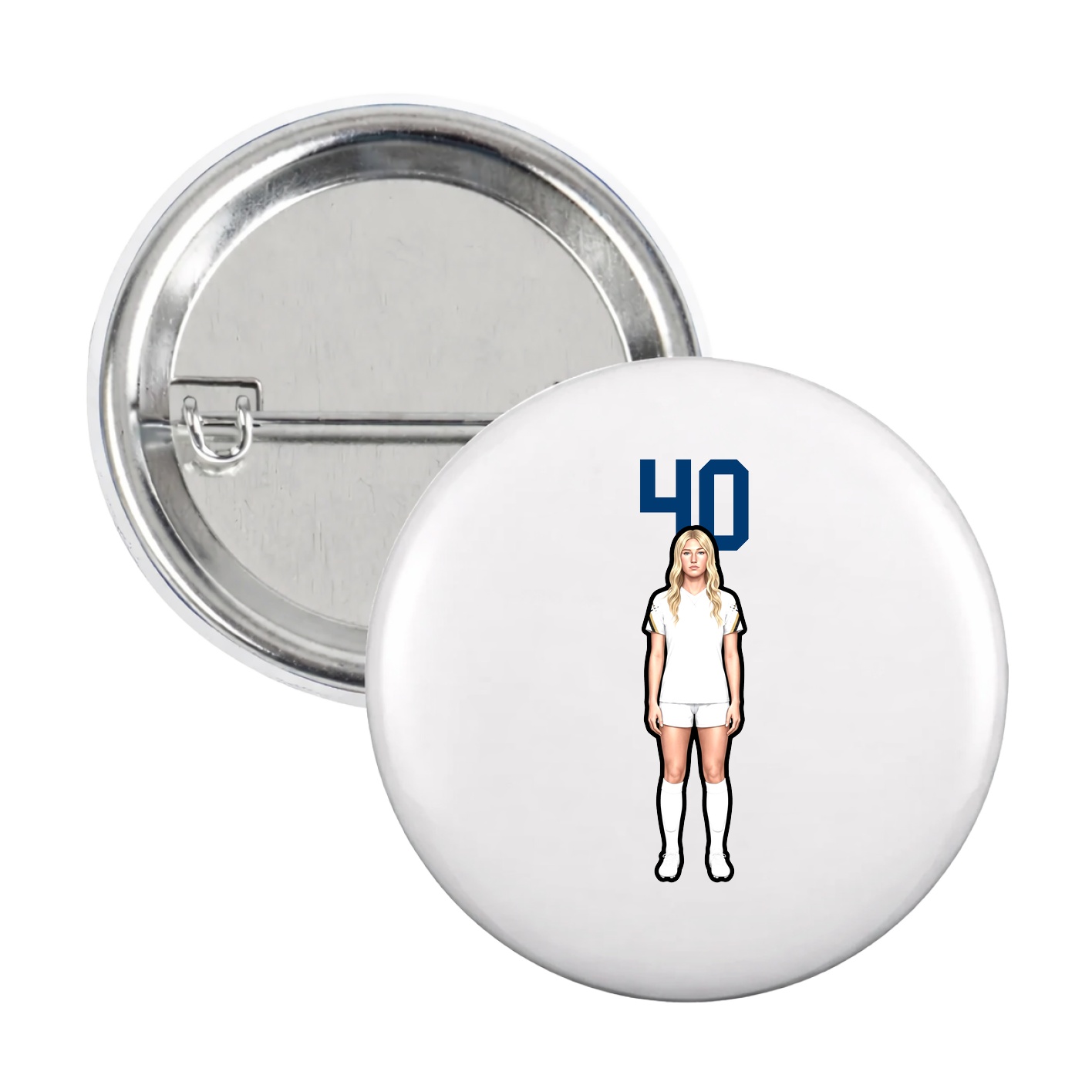 Game Day Button — Number Top in White