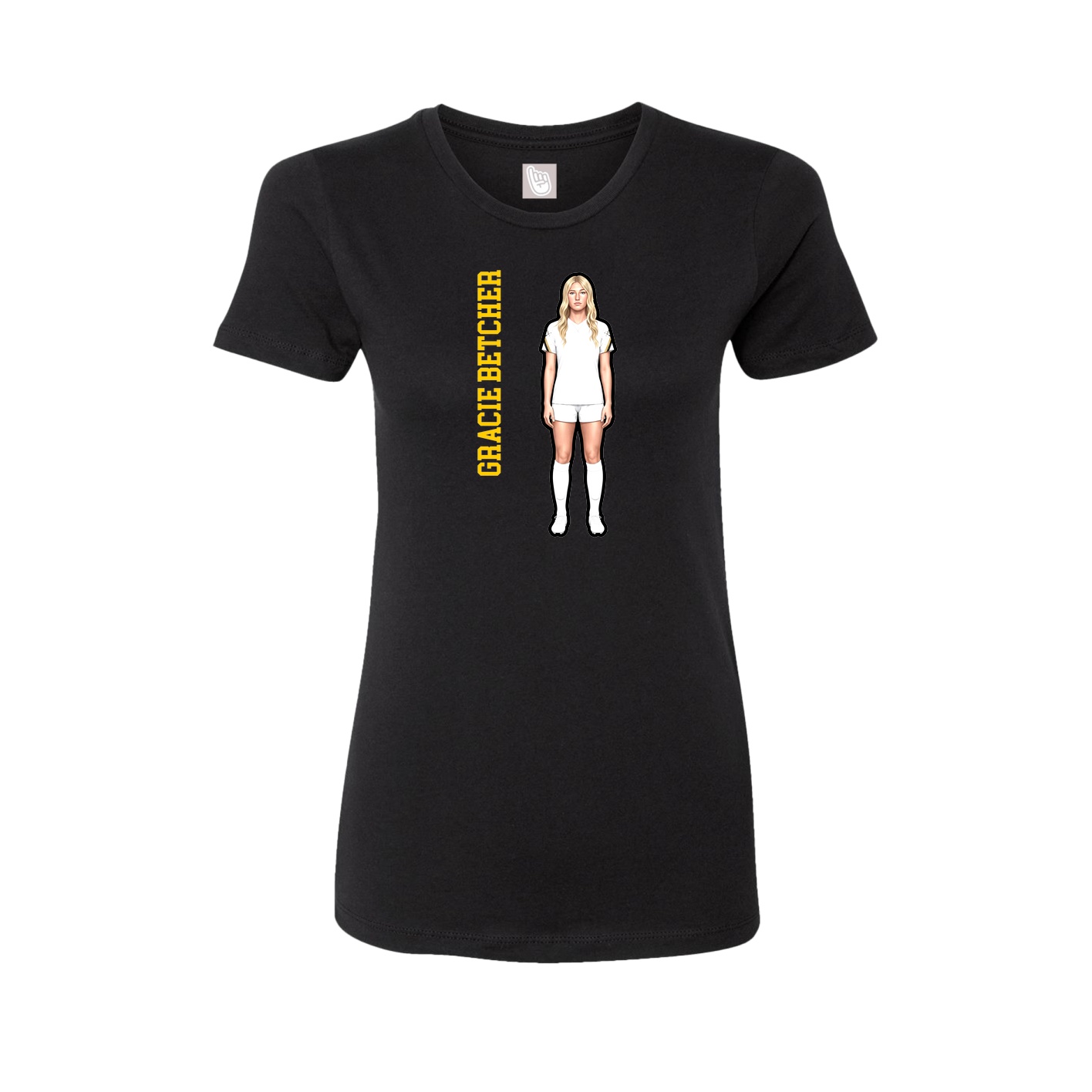Womens Tee — Name Vertical in Black