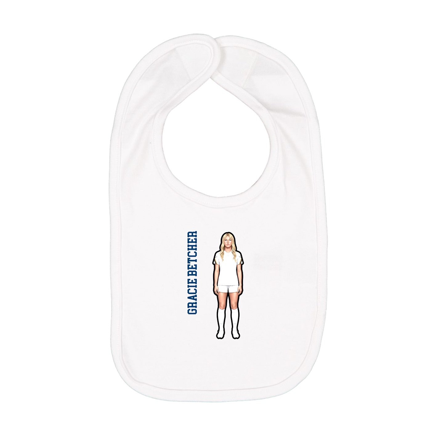Infant Bib — Name Vertical in White