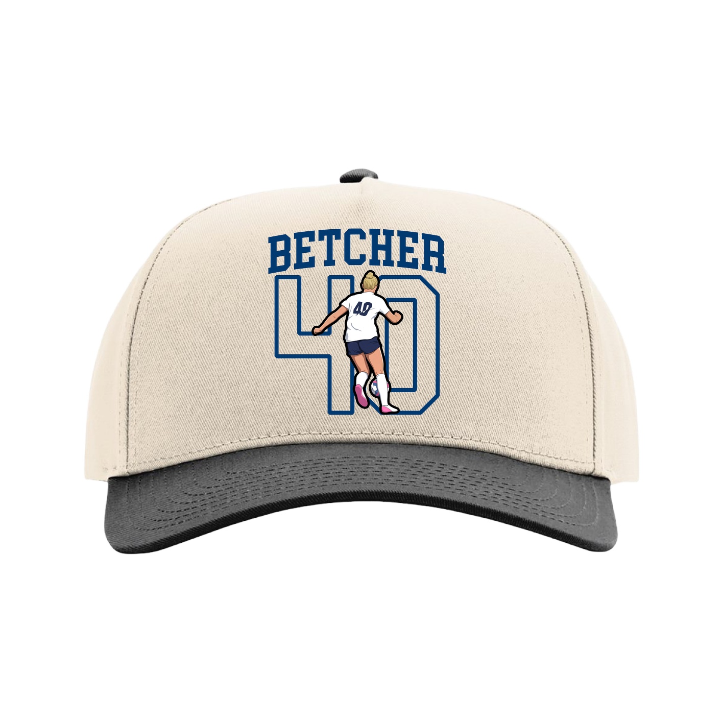 Full Fabric Five-Panel Champ Cap — Shirsey in Cream/Black
