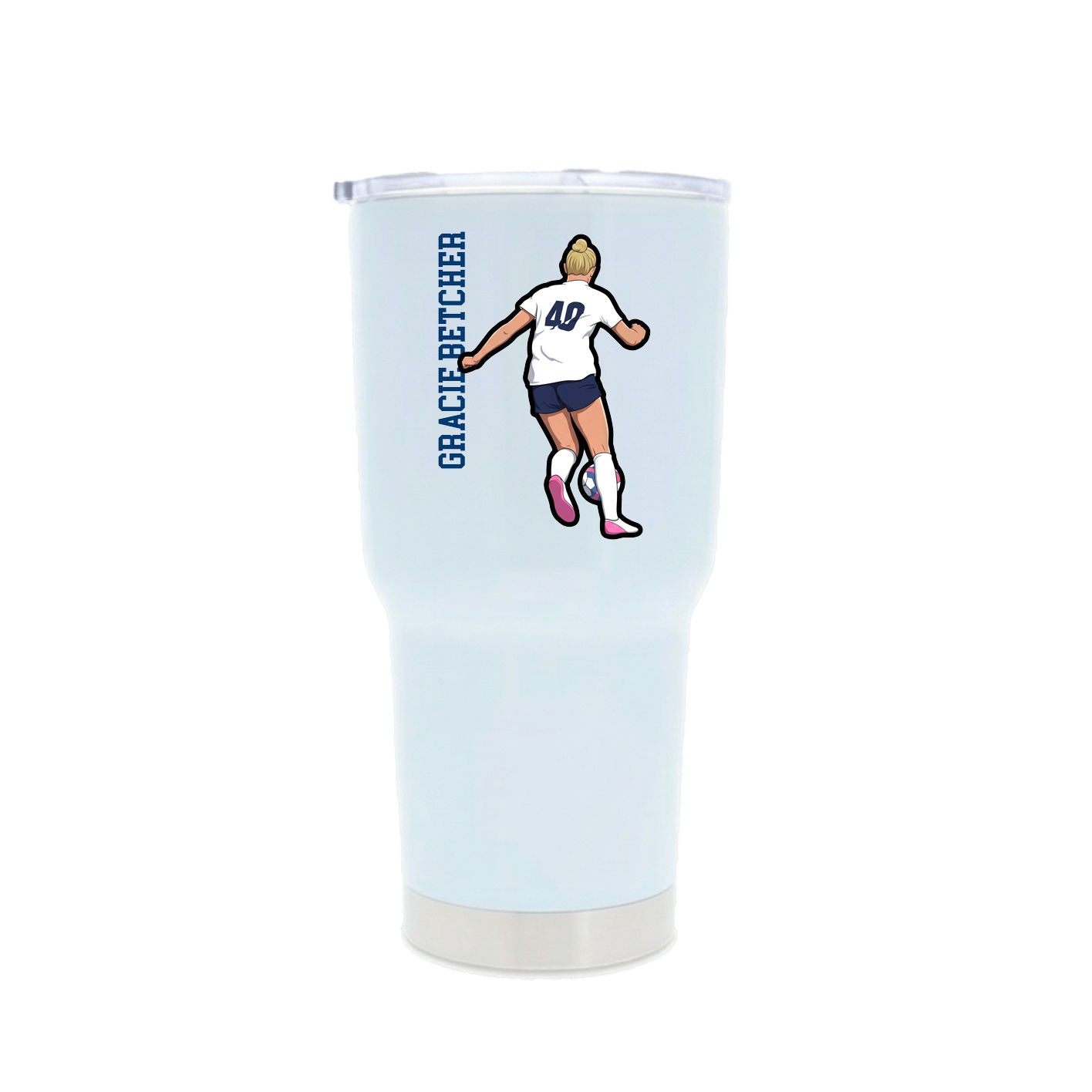 30oz Stainless Steel Tumbler — Name Vertical in White