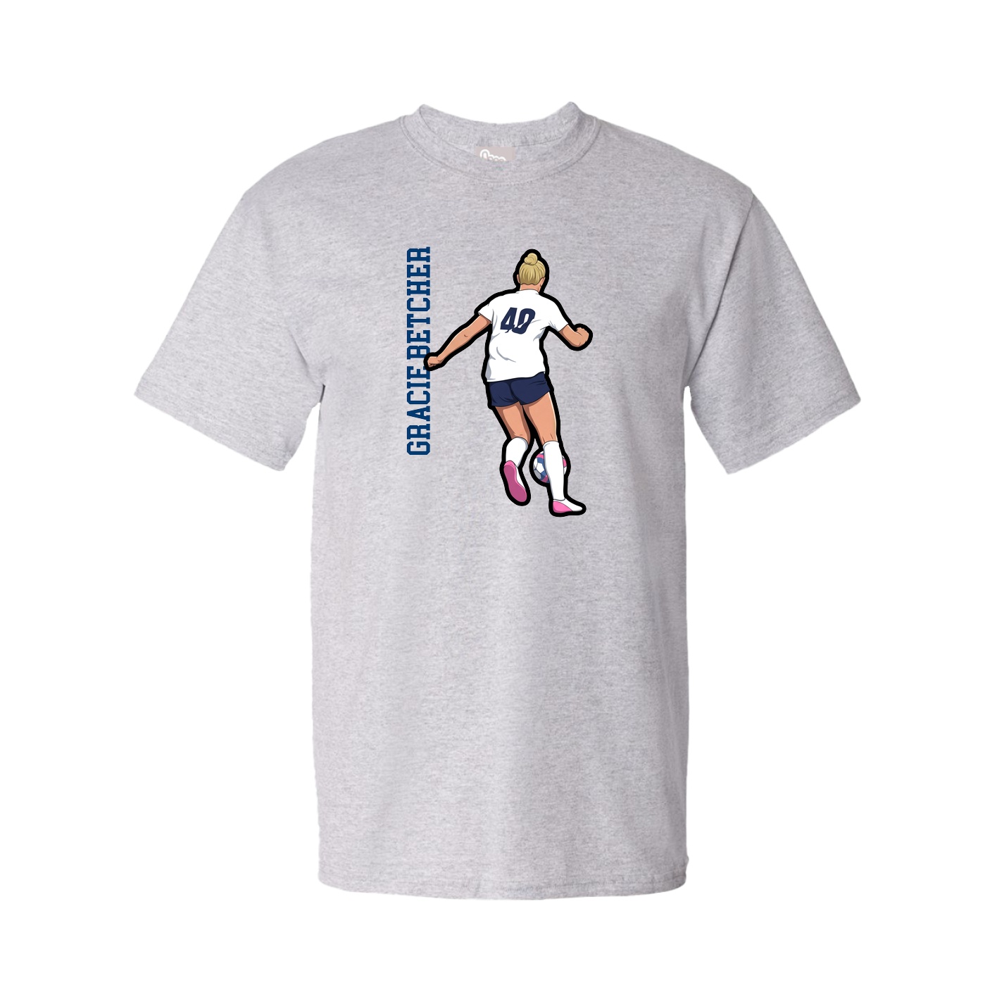 Youth Tee — Name Vertical in Grey