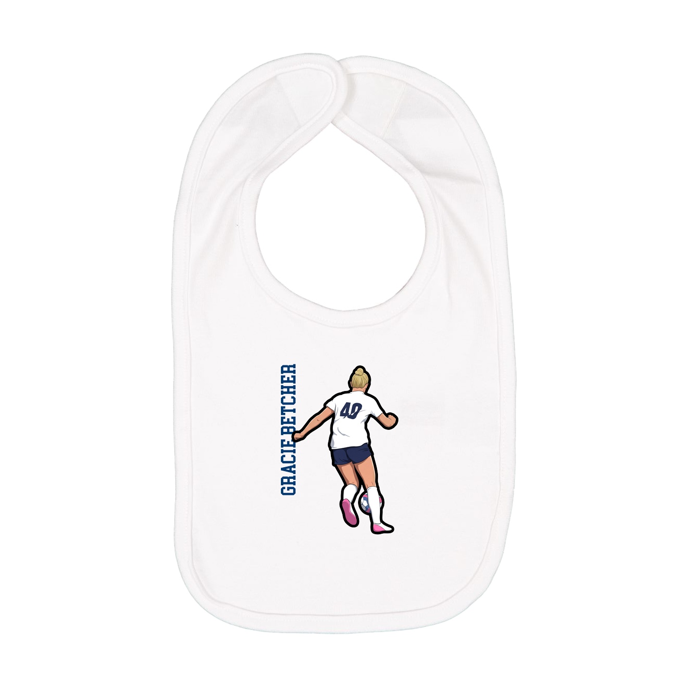 Infant Bib — Name Vertical in White