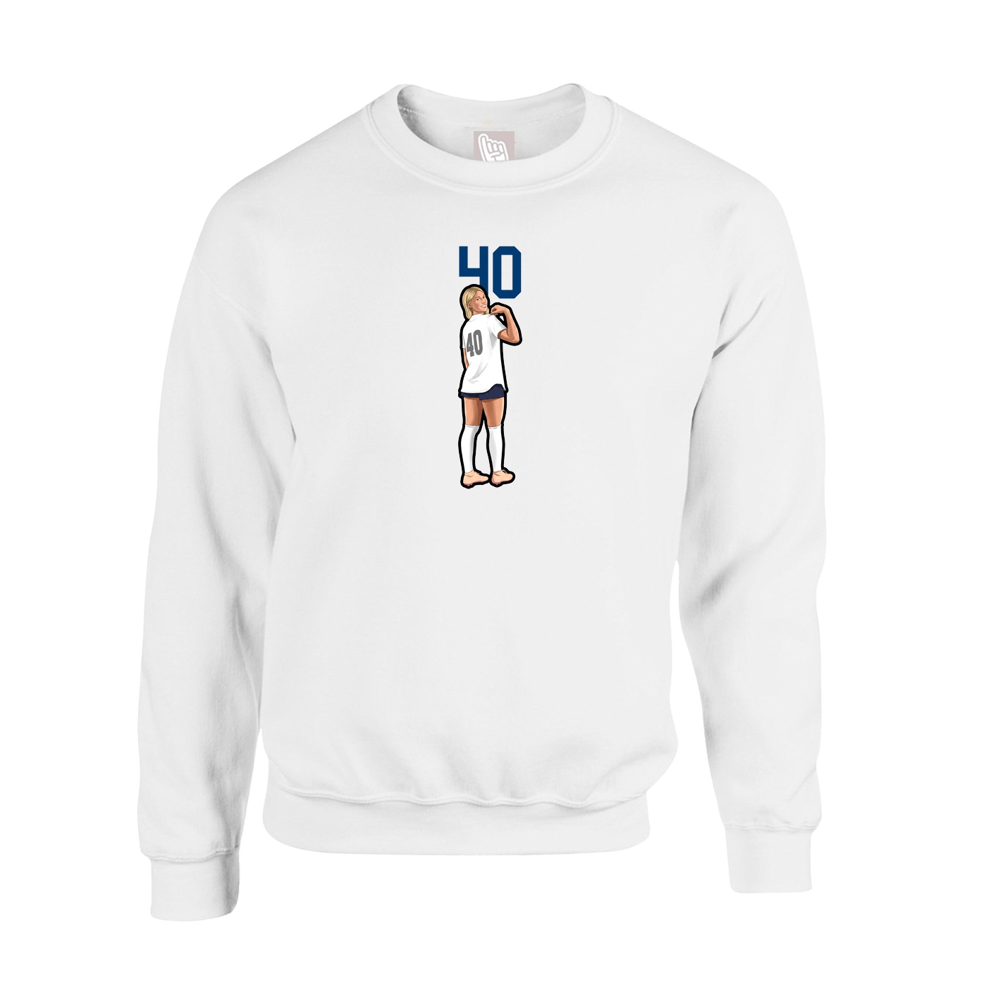 Fleece Crew — Number Top in White