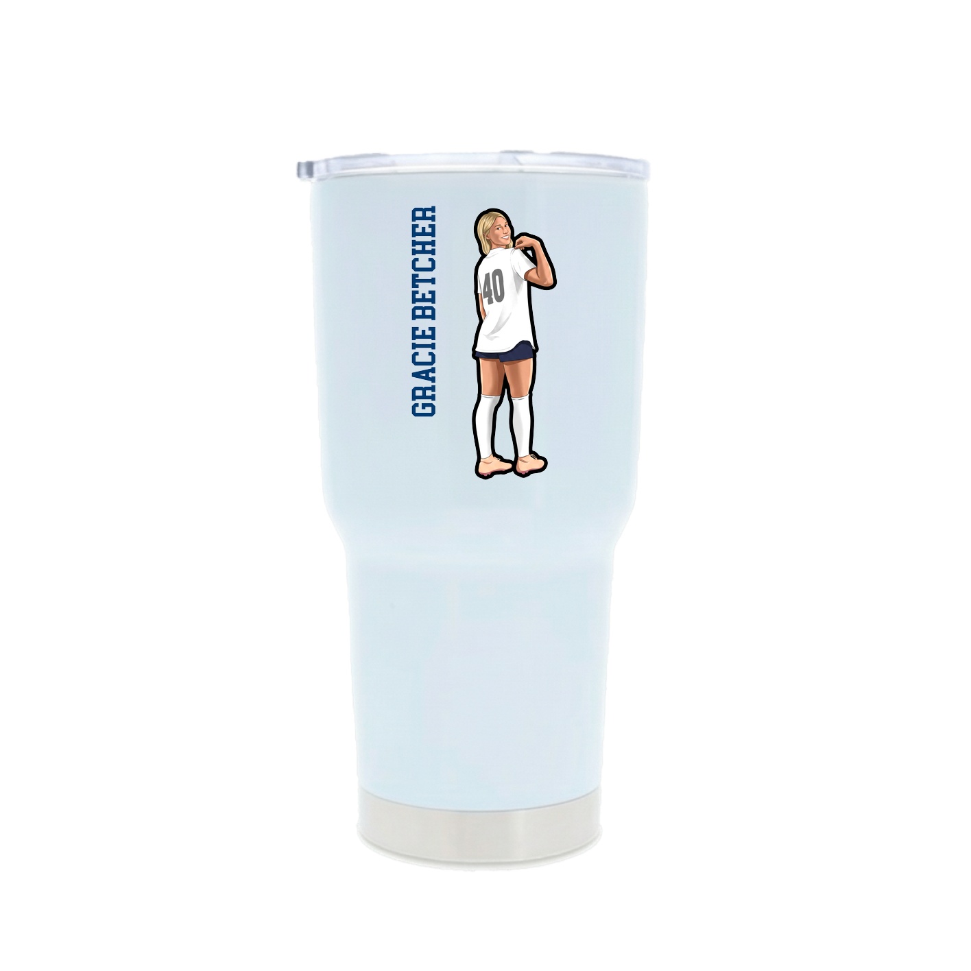 30oz Stainless Steel Tumbler — Name Vertical in White