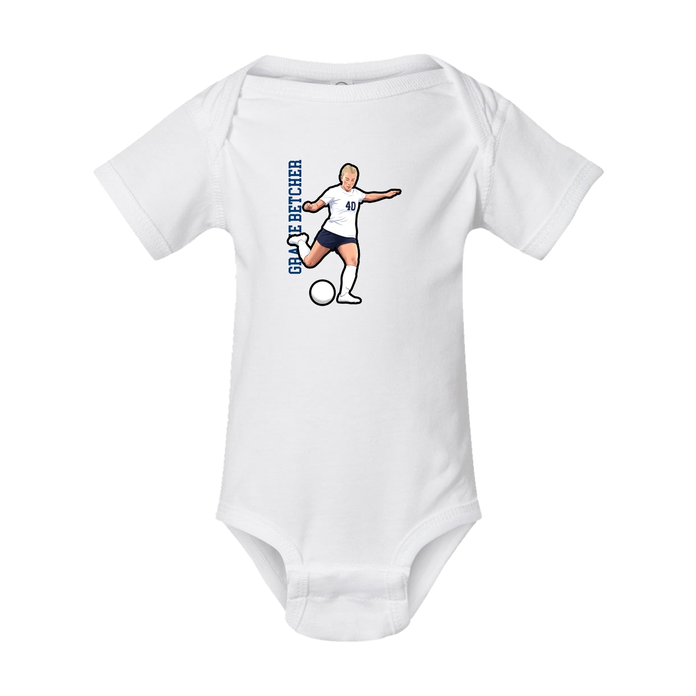 Baby Onesie — Name Vertical in White