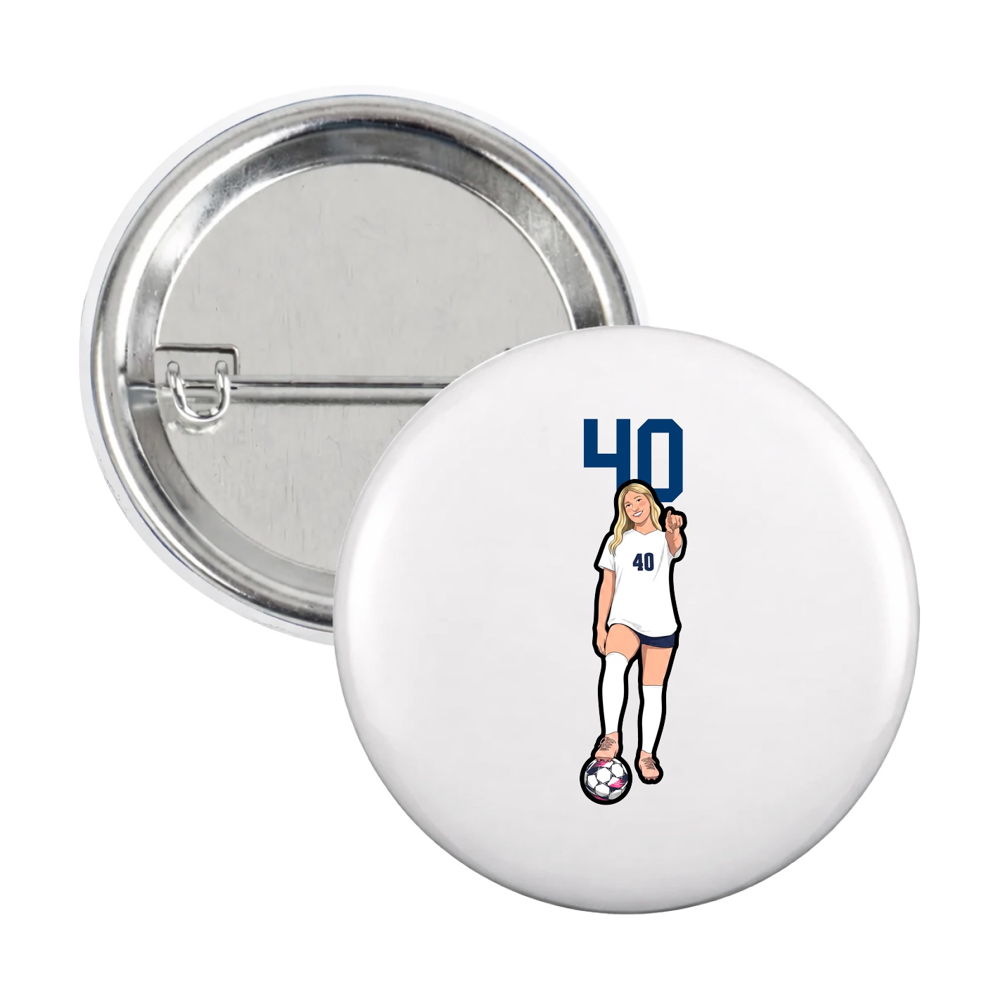 Game Day Button — Number Top in White