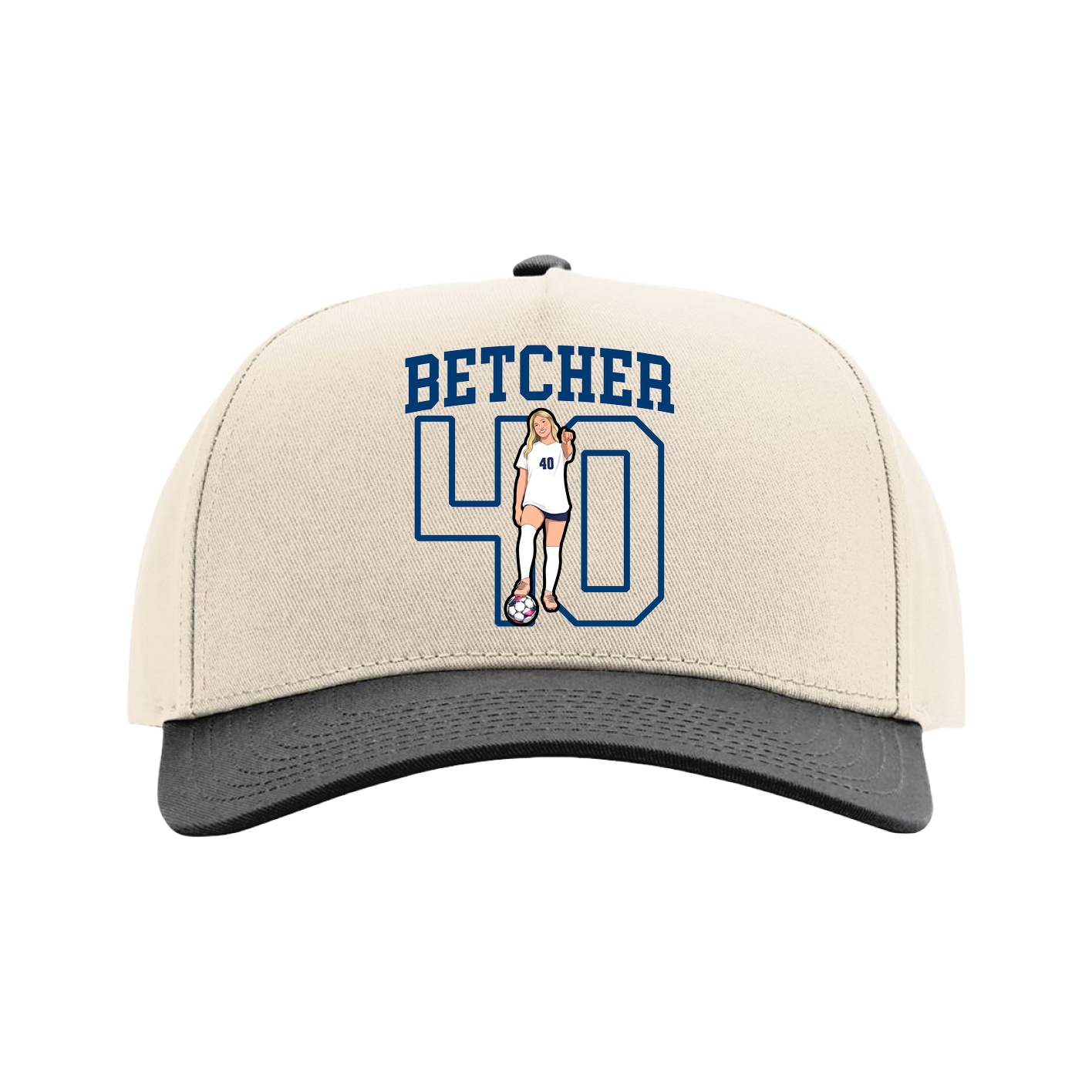 Full Fabric Five-Panel Champ Cap — Shirsey in Cream/Black