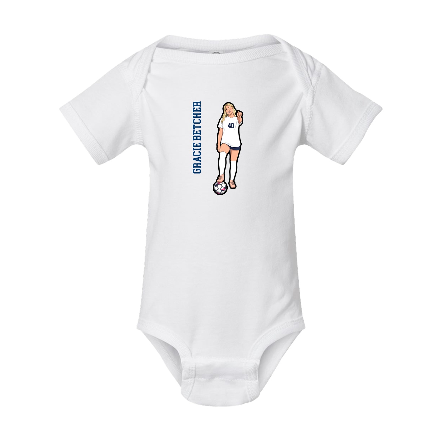 Baby Onesie — Name Vertical in White