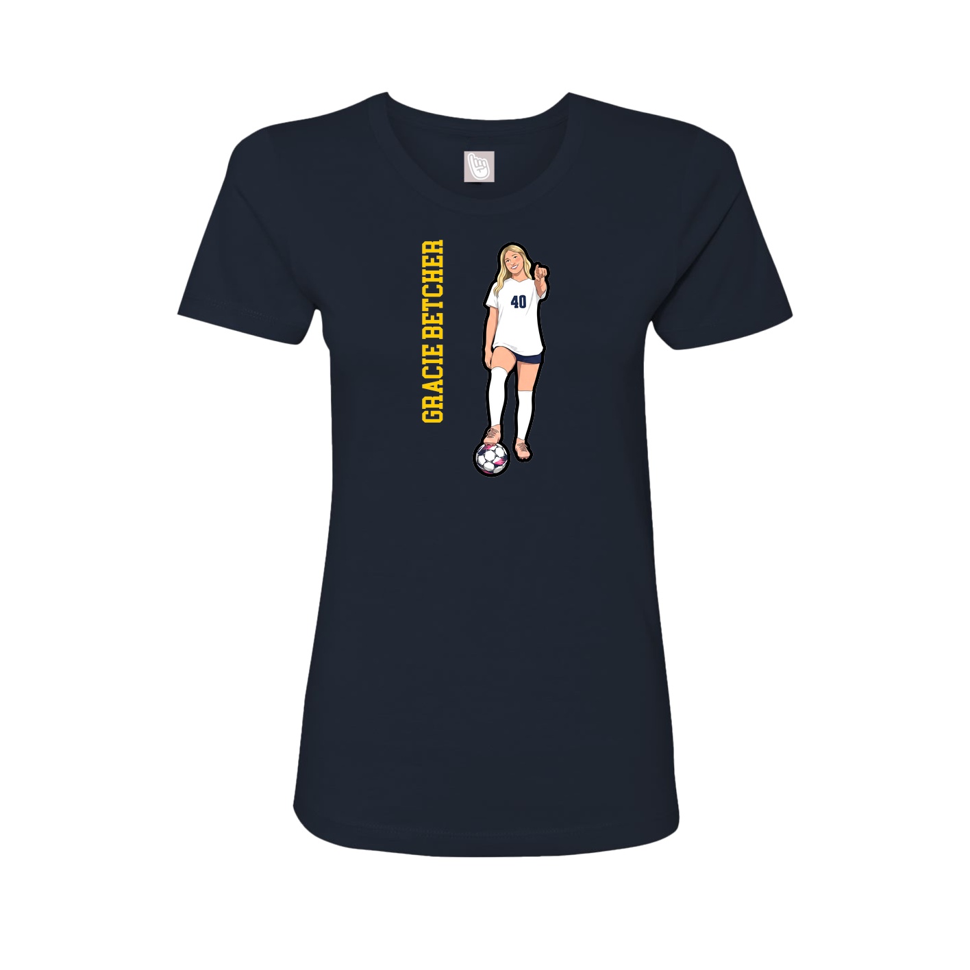 Womens Tee — Name Vertical in Navy