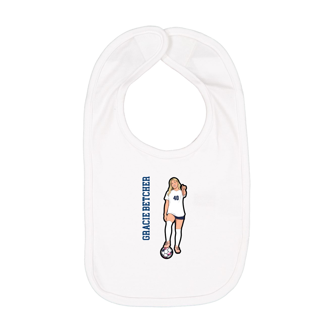 Infant Bib — Name Vertical in White