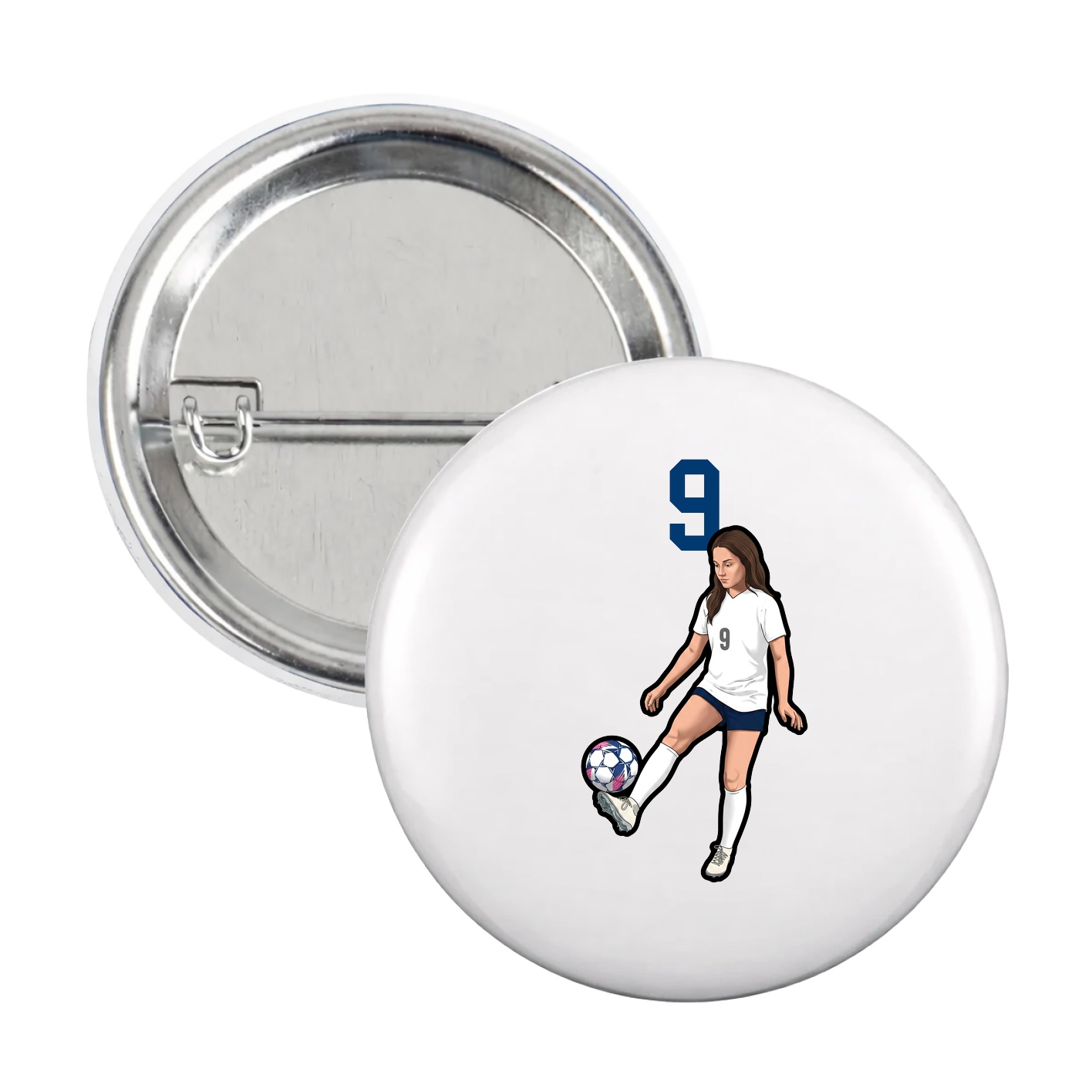 Game Day Button — Number Top in White