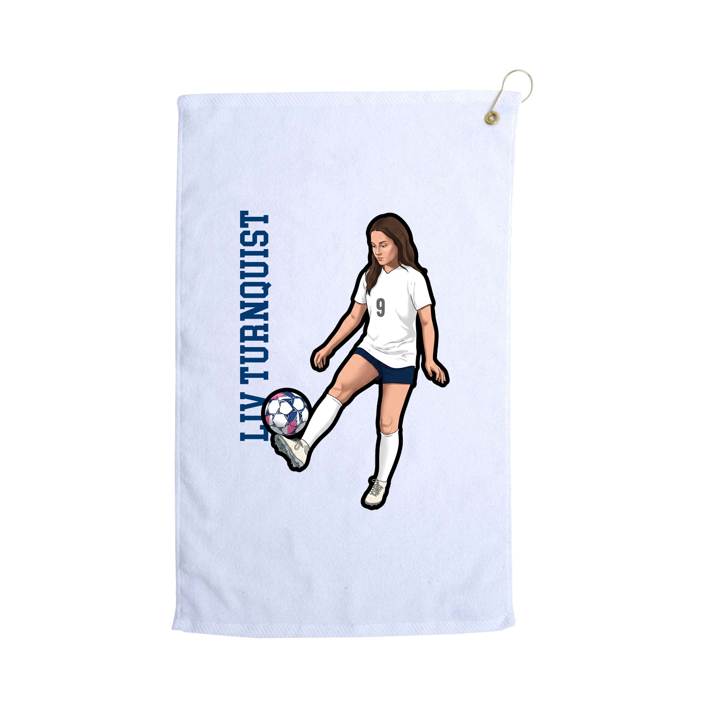 Golf Towel — Name Vertical in White