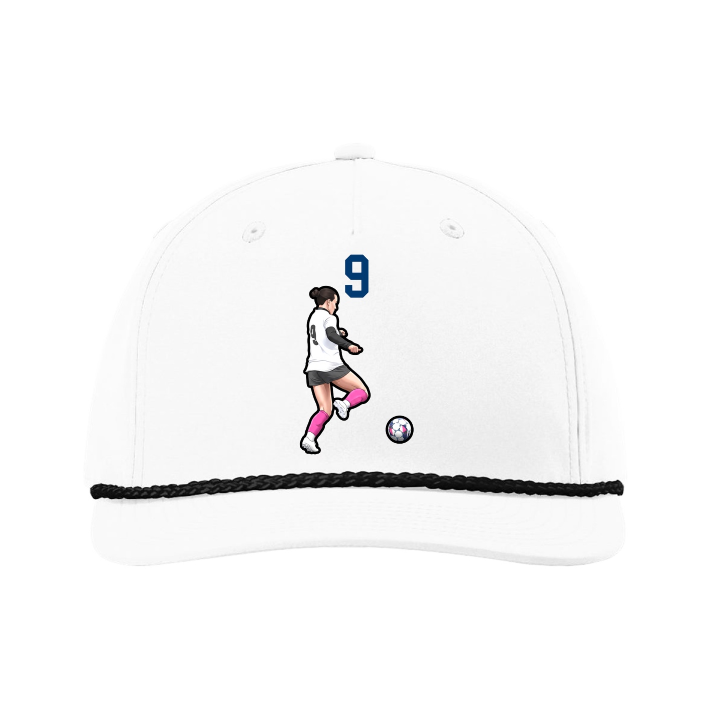 Five-Panel Classic Rope Cap — Number Top in White