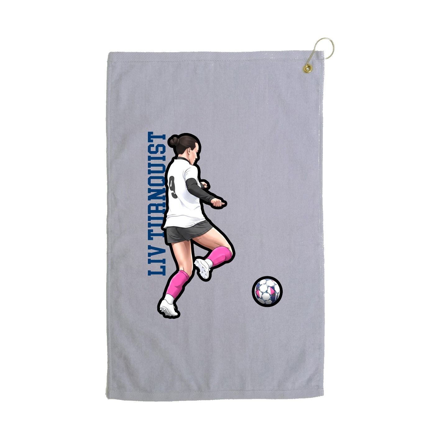 Golf Towel — Name Vertical in Grey