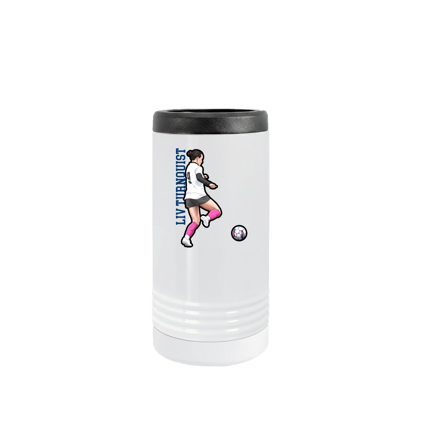 Slim Beverage Holder — Name Vertical in White
