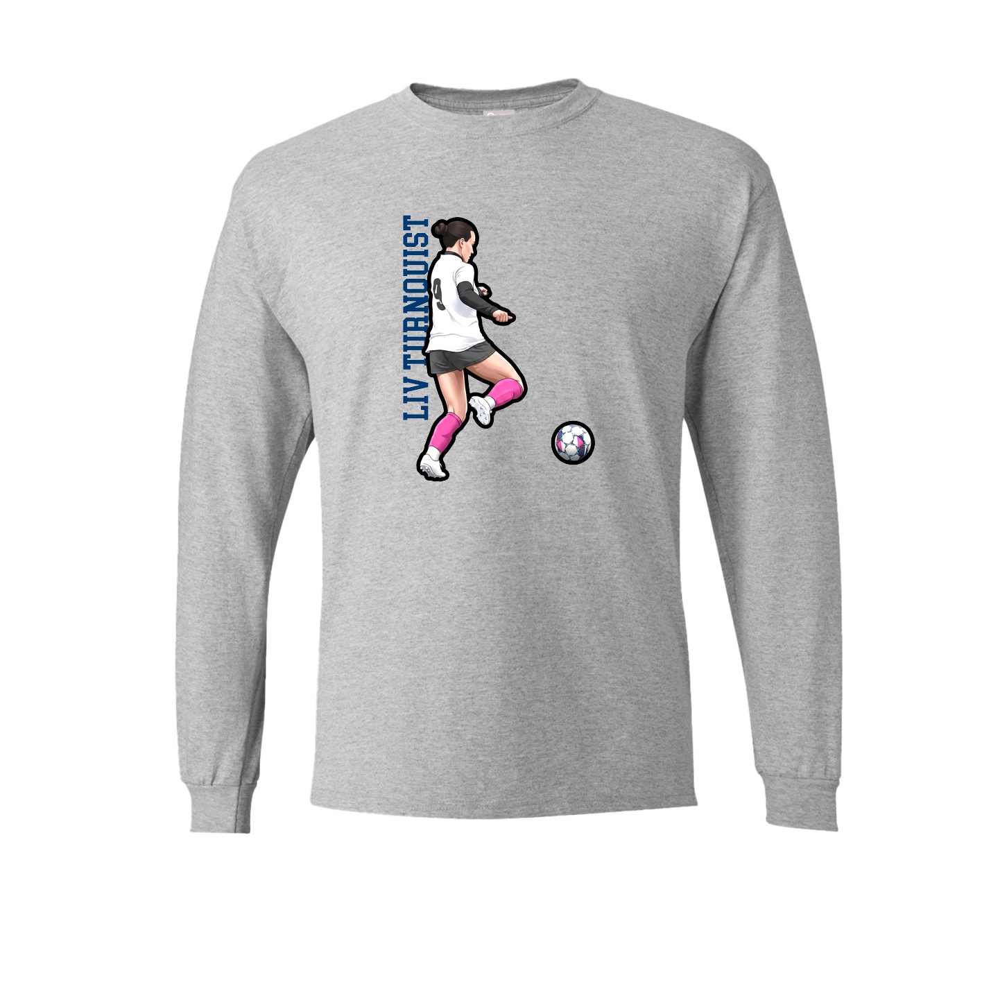 Long Sleeve Tee — Name Vertical in Grey