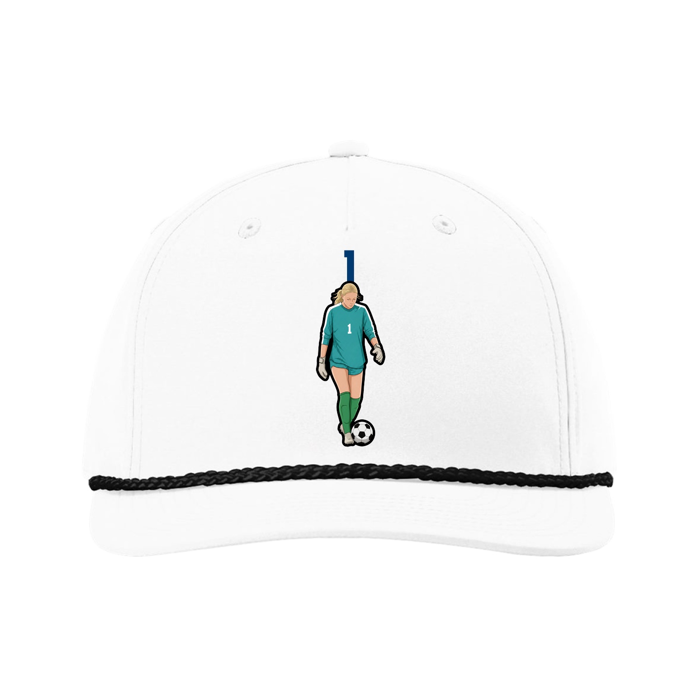 Five-Panel Classic Rope Cap — Number Top in White