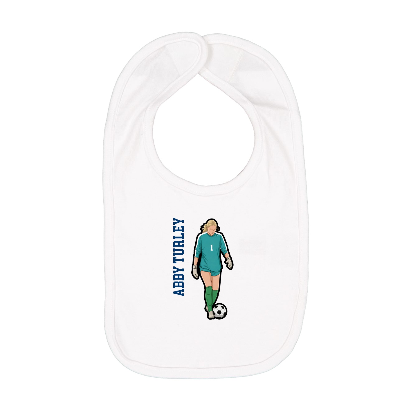 Infant Bib — Name Vertical in White