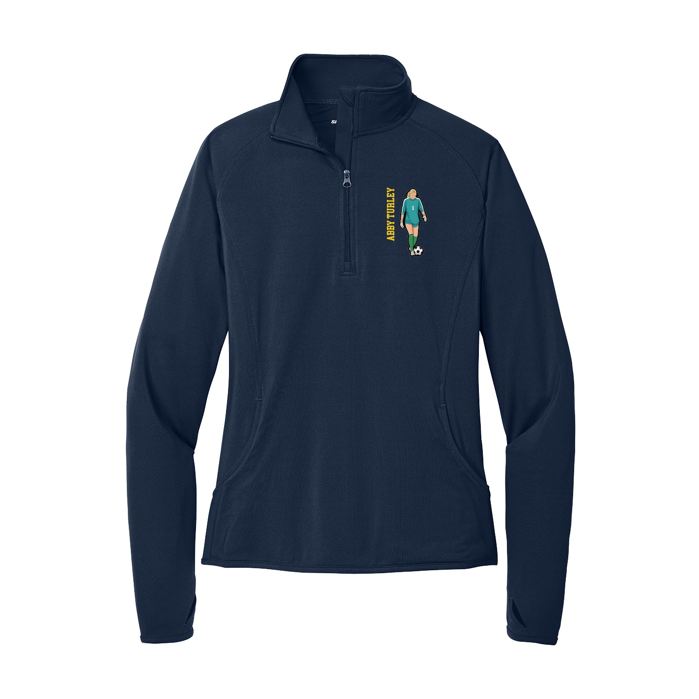 Women's Q-Zip Pullover — Name Vertical in Navy