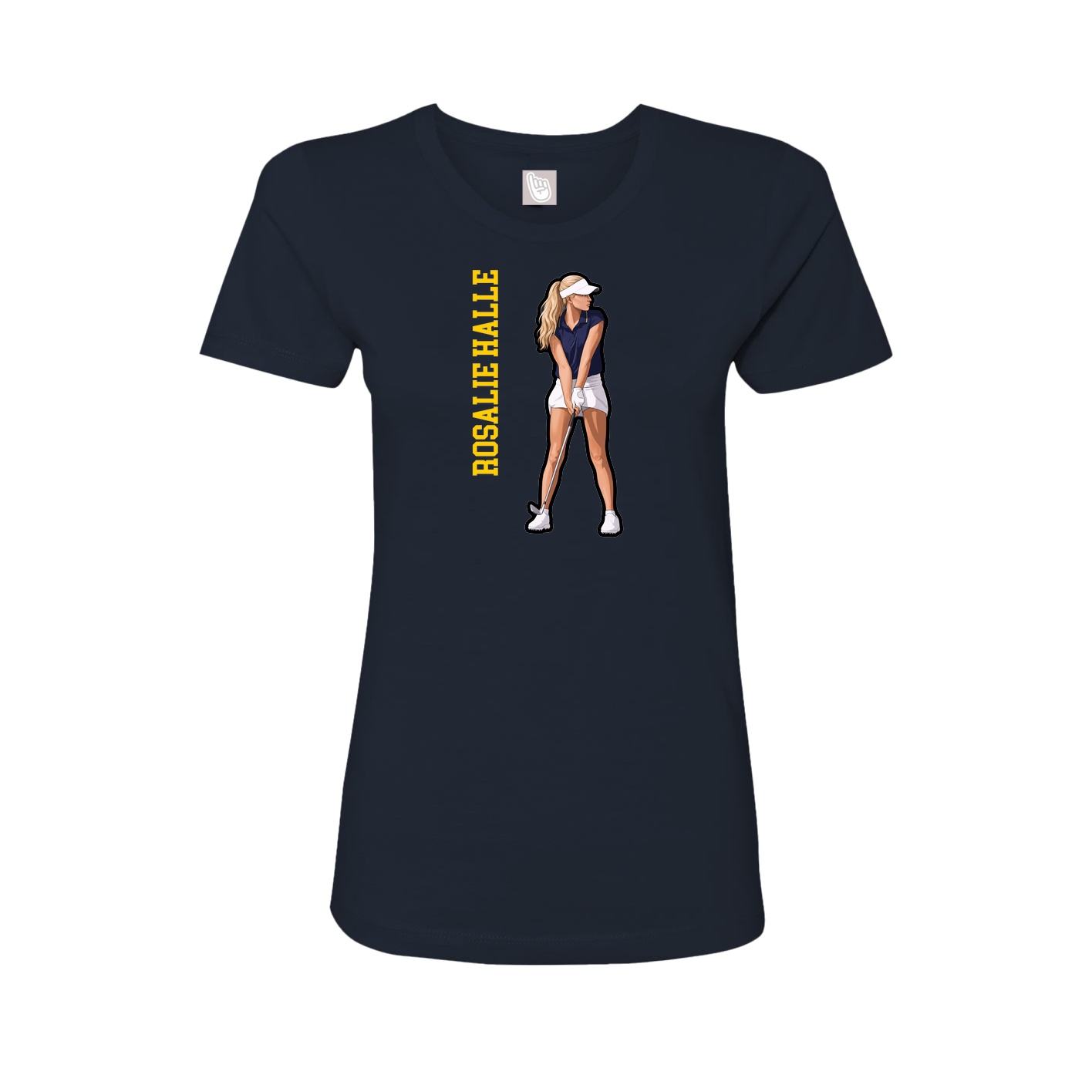 Fitted Women's Tee — Name Vertical in Navy