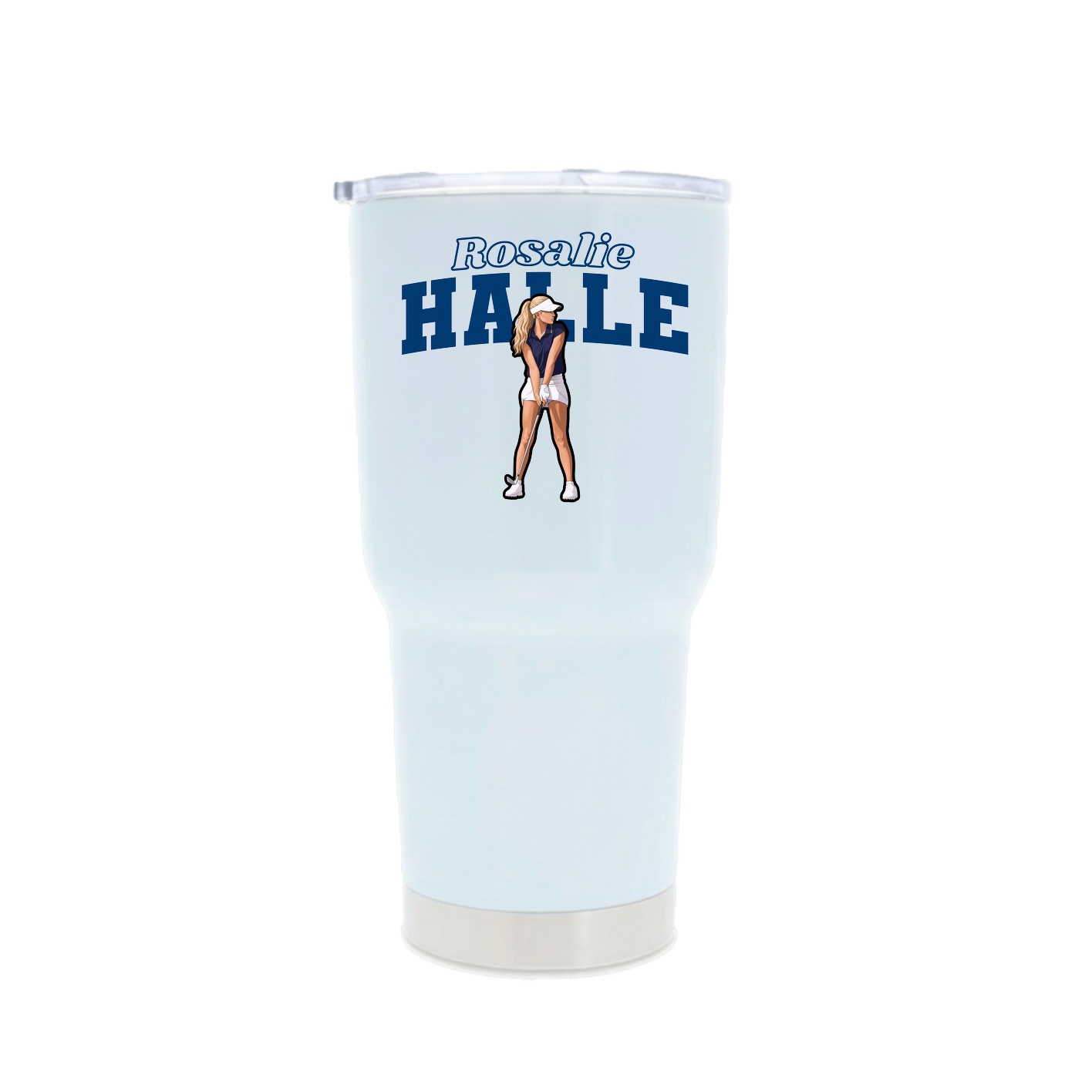 30oz Stainless Steel Tumbler — Name Arch in White