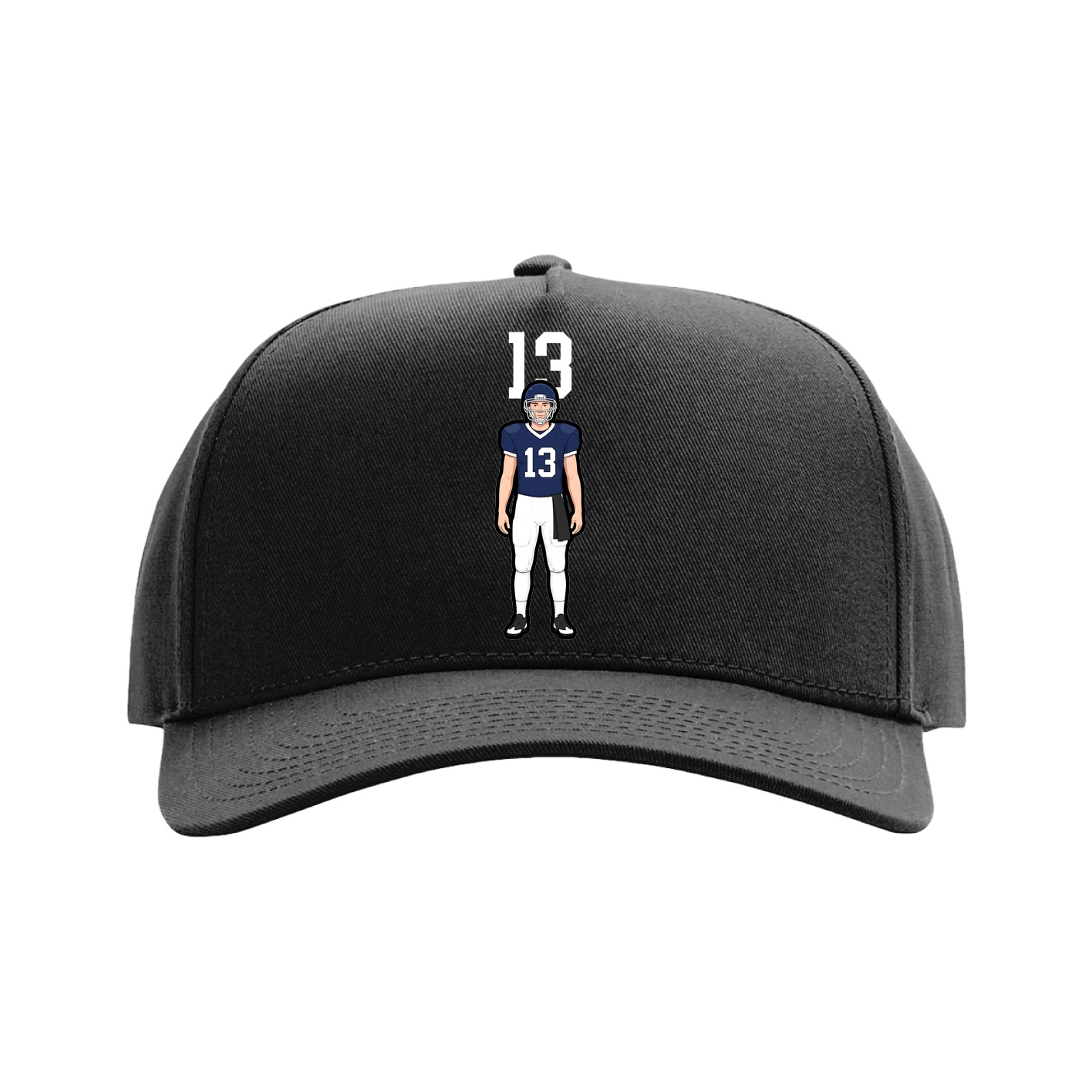 Full Fabric Five-Panel Champ Cap — Number Top in Black
