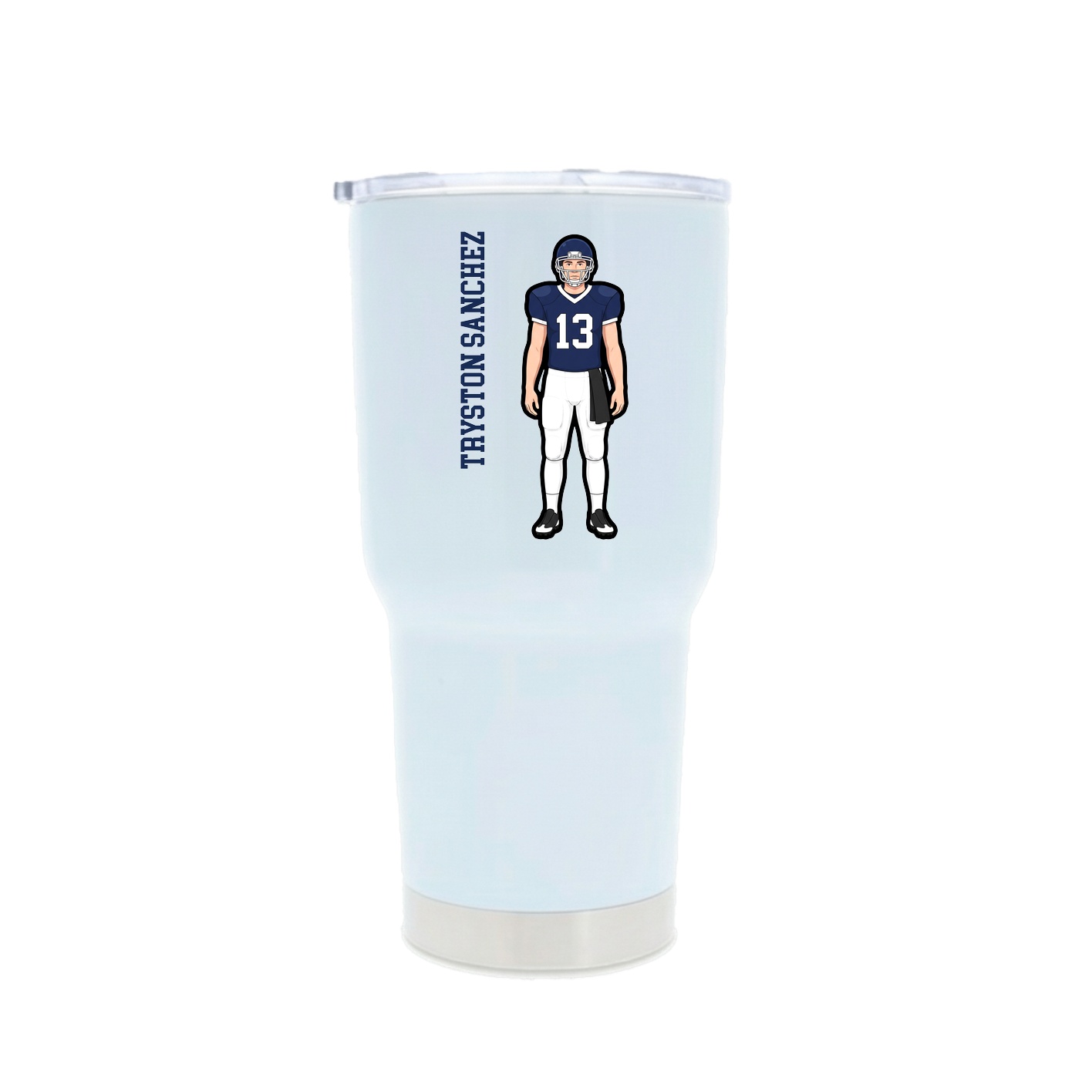 30oz Stainless Steel Tumbler — Name Vertical in White