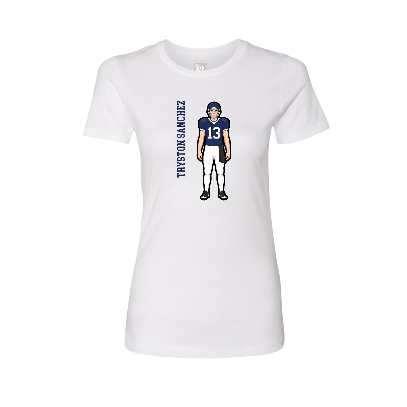 Fitted Women's Tee — Name Vertical in White