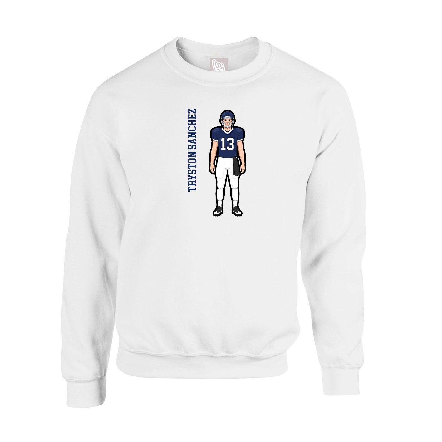 Fleece Crew — Name Vertical in White