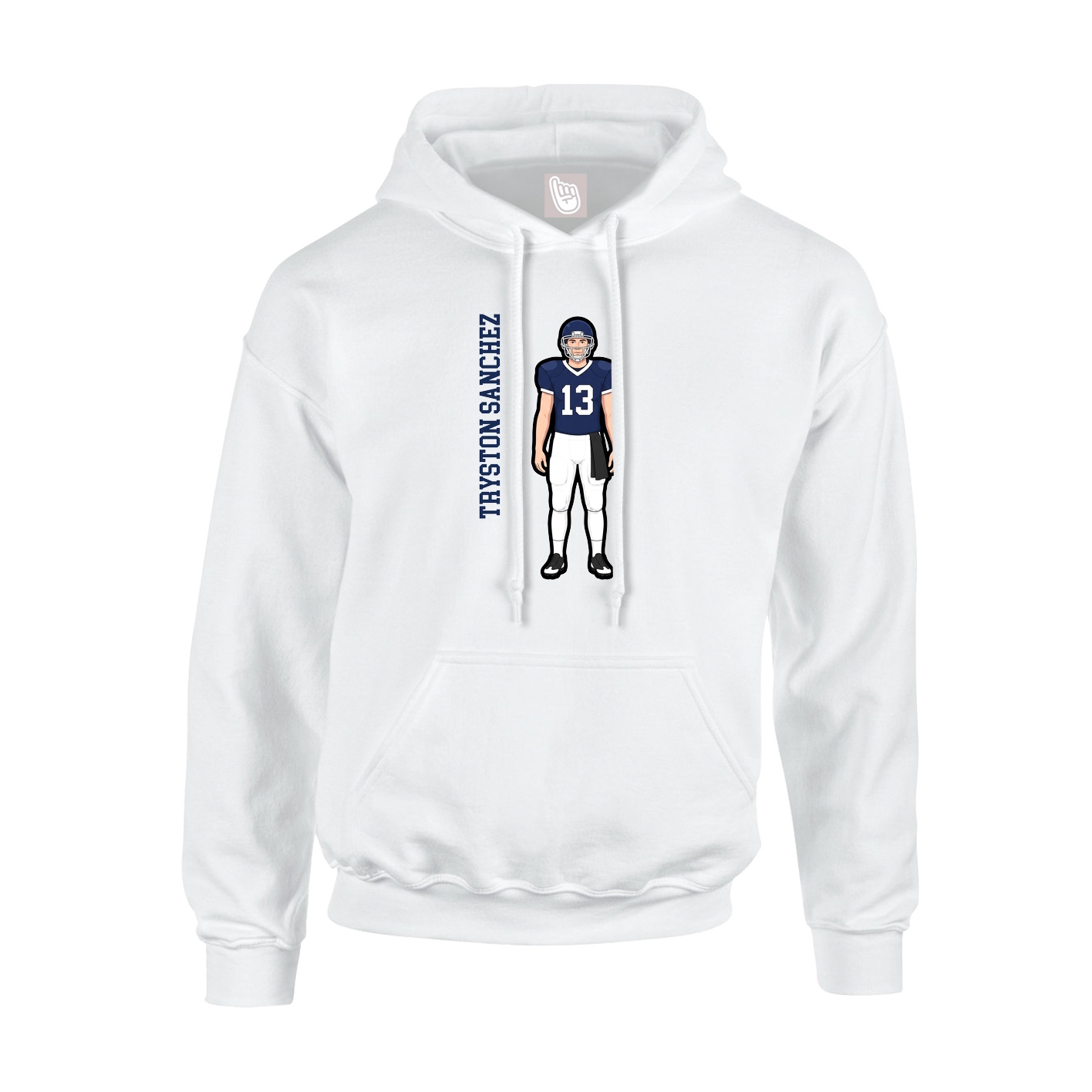 Youth Hoodie — Name Vertical in White