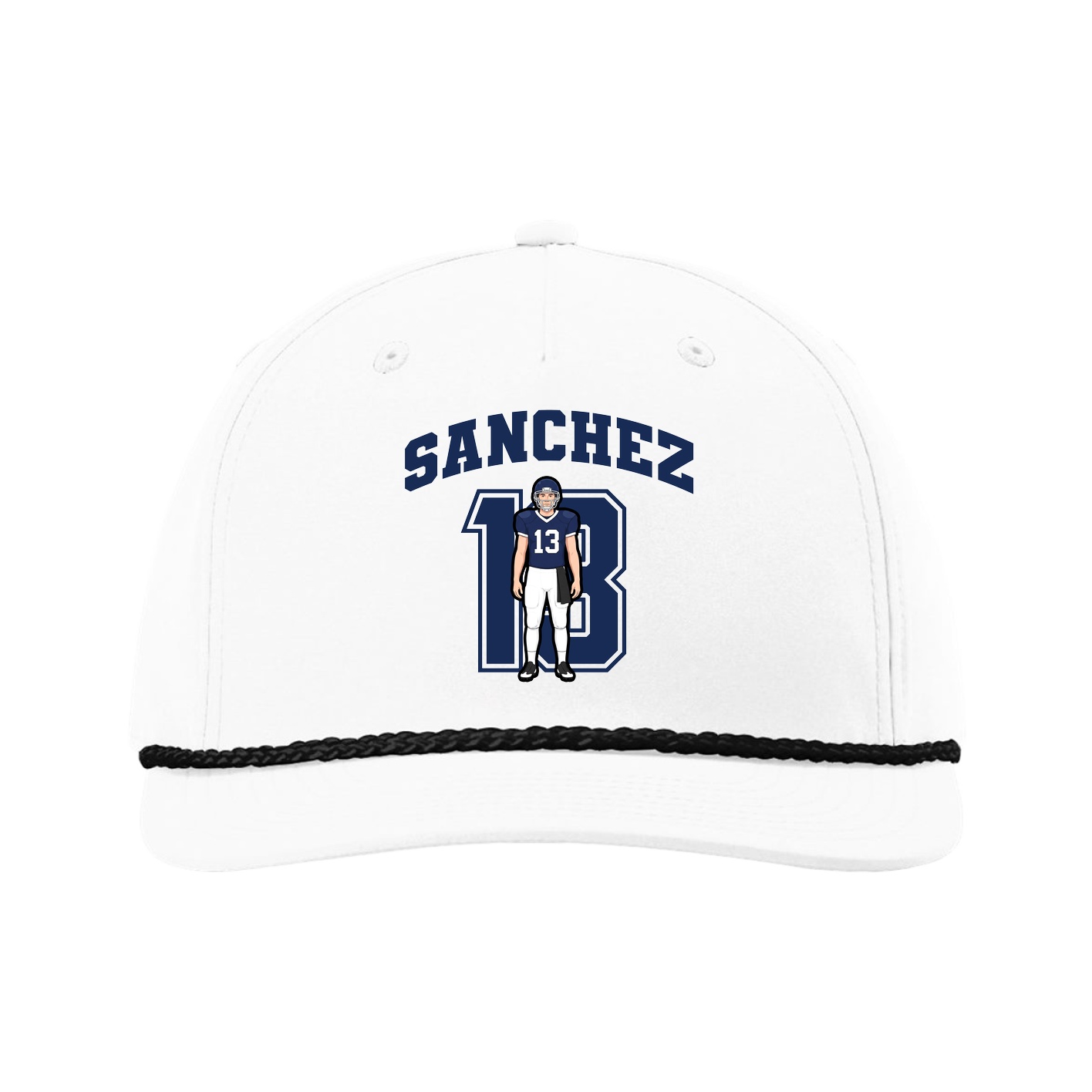 Five-Panel Classic Rope Cap — Number in White