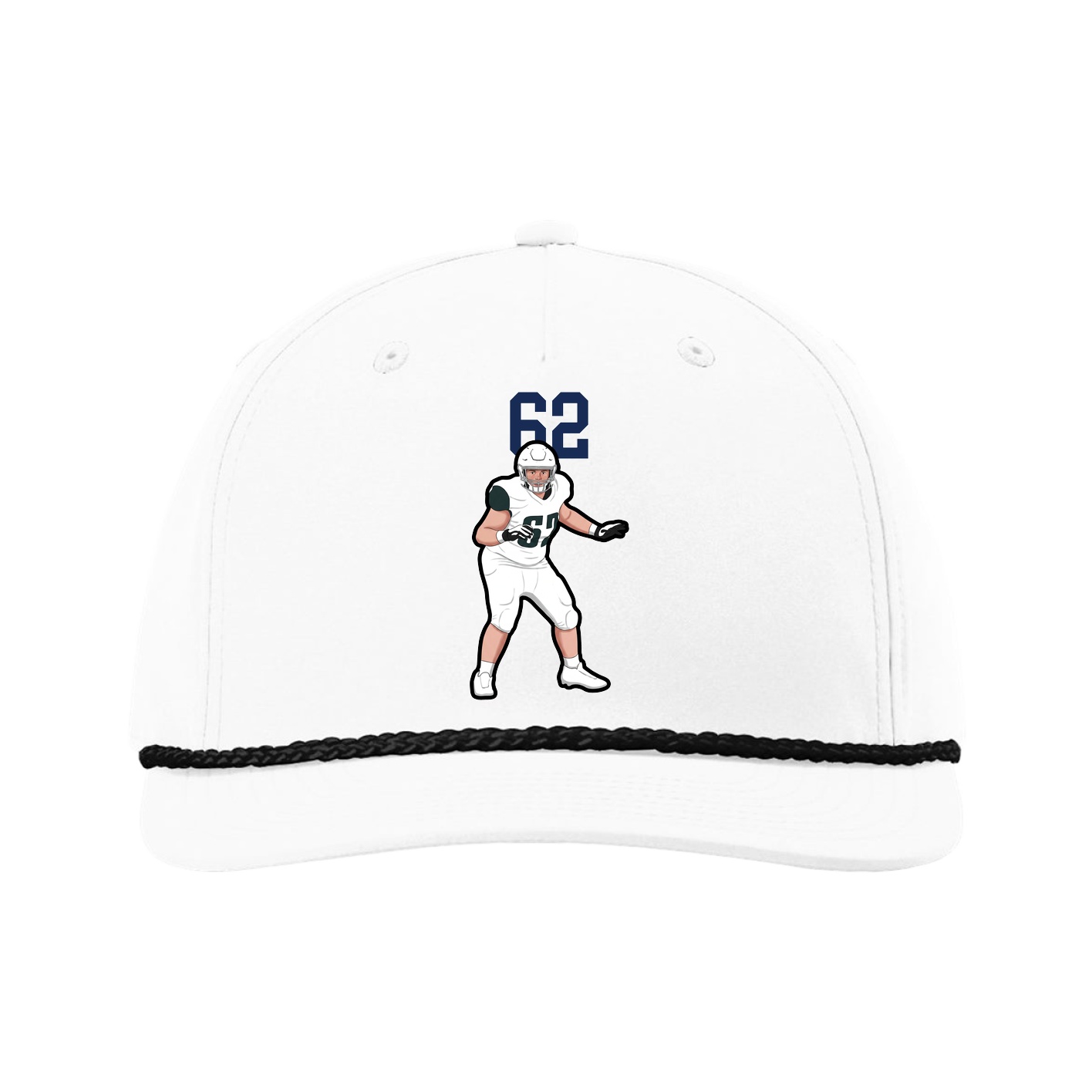 Five-Panel Classic Rope Cap — Number Top in White