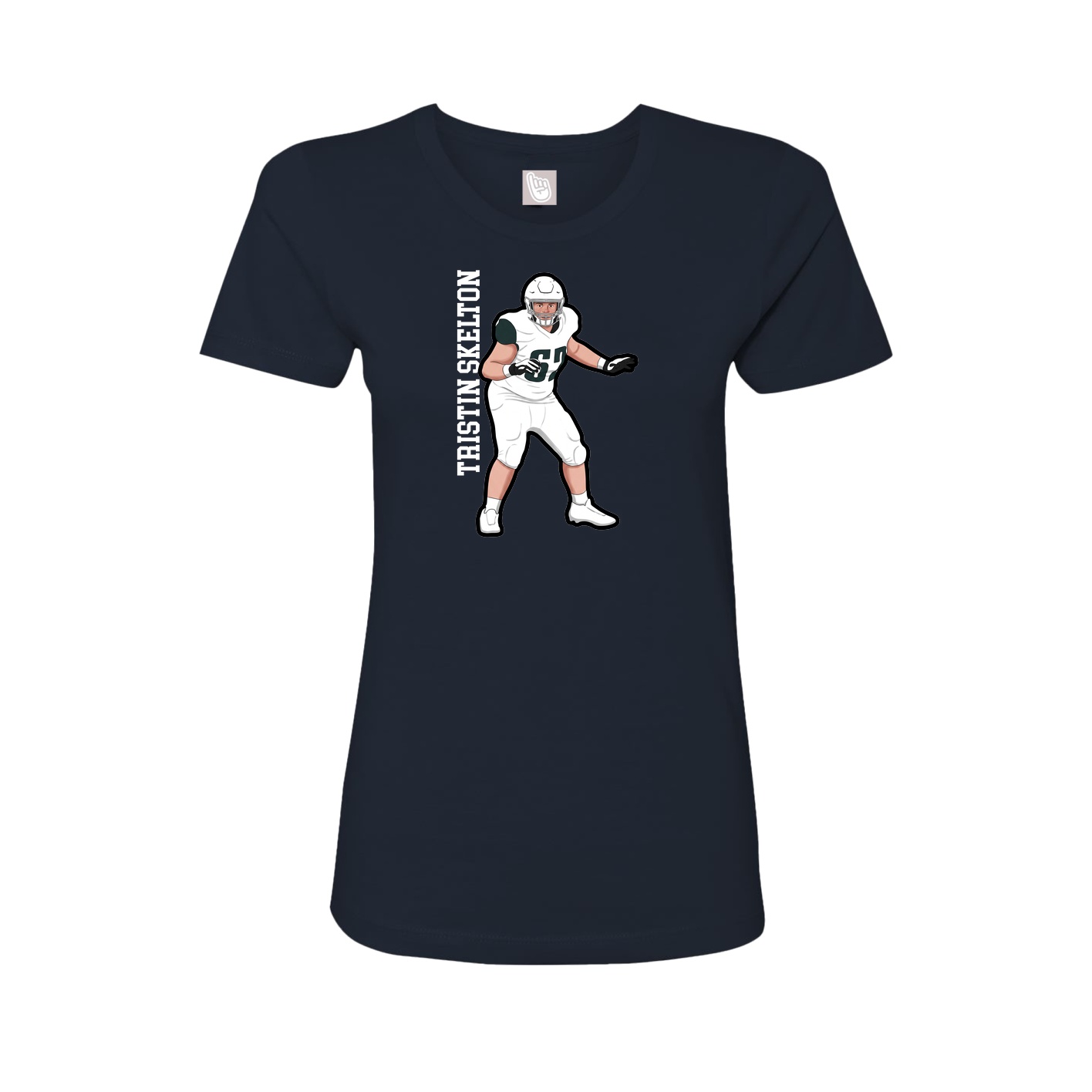 Fitted Women's Tee — Name Vertical in Navy