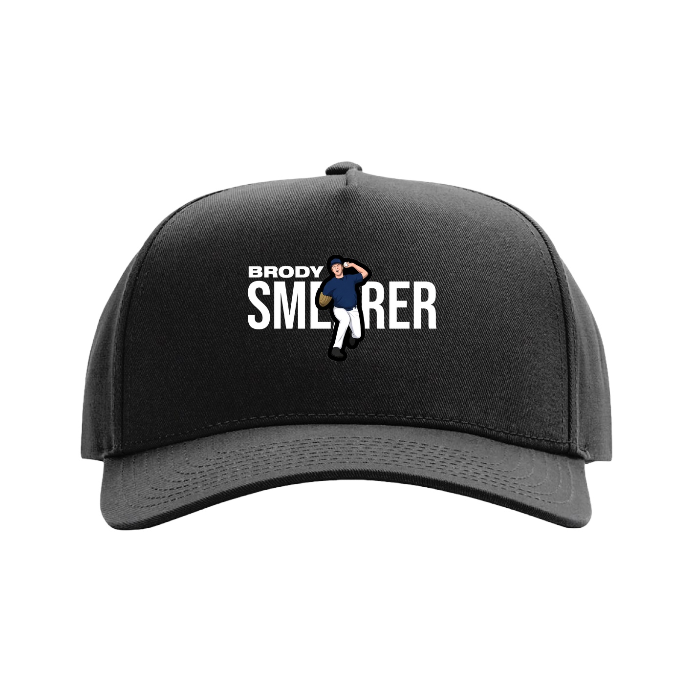 Full Fabric Five-Panel Champ Cap — Player Name in Black