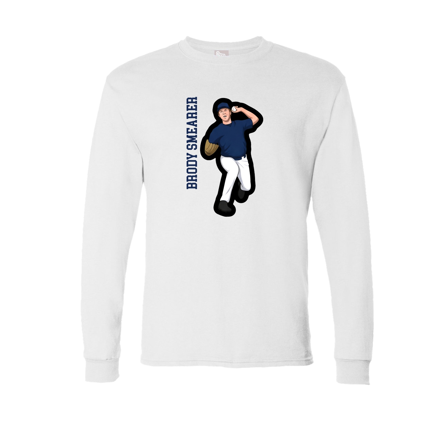 Long Sleeve Tee — Name Vertical in White
