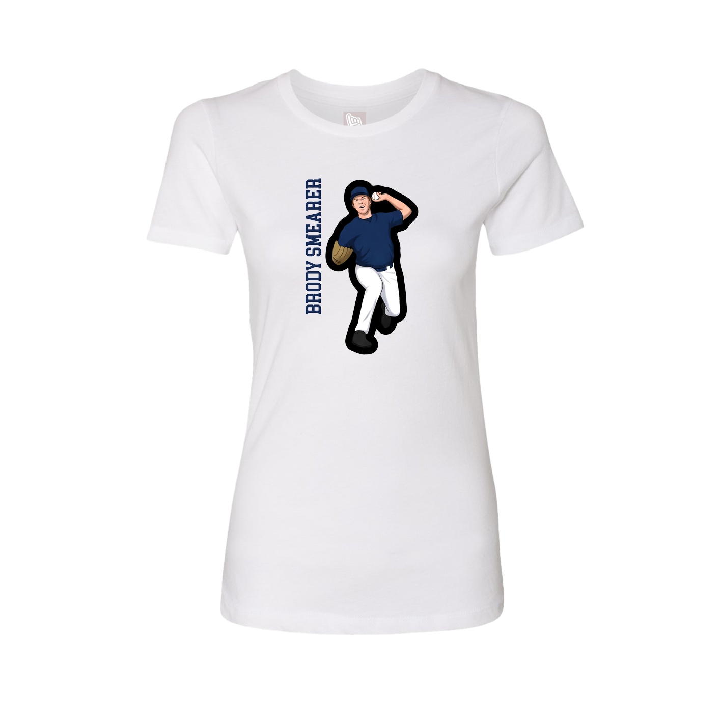 Fitted Women's Tee — Name Vertical in White