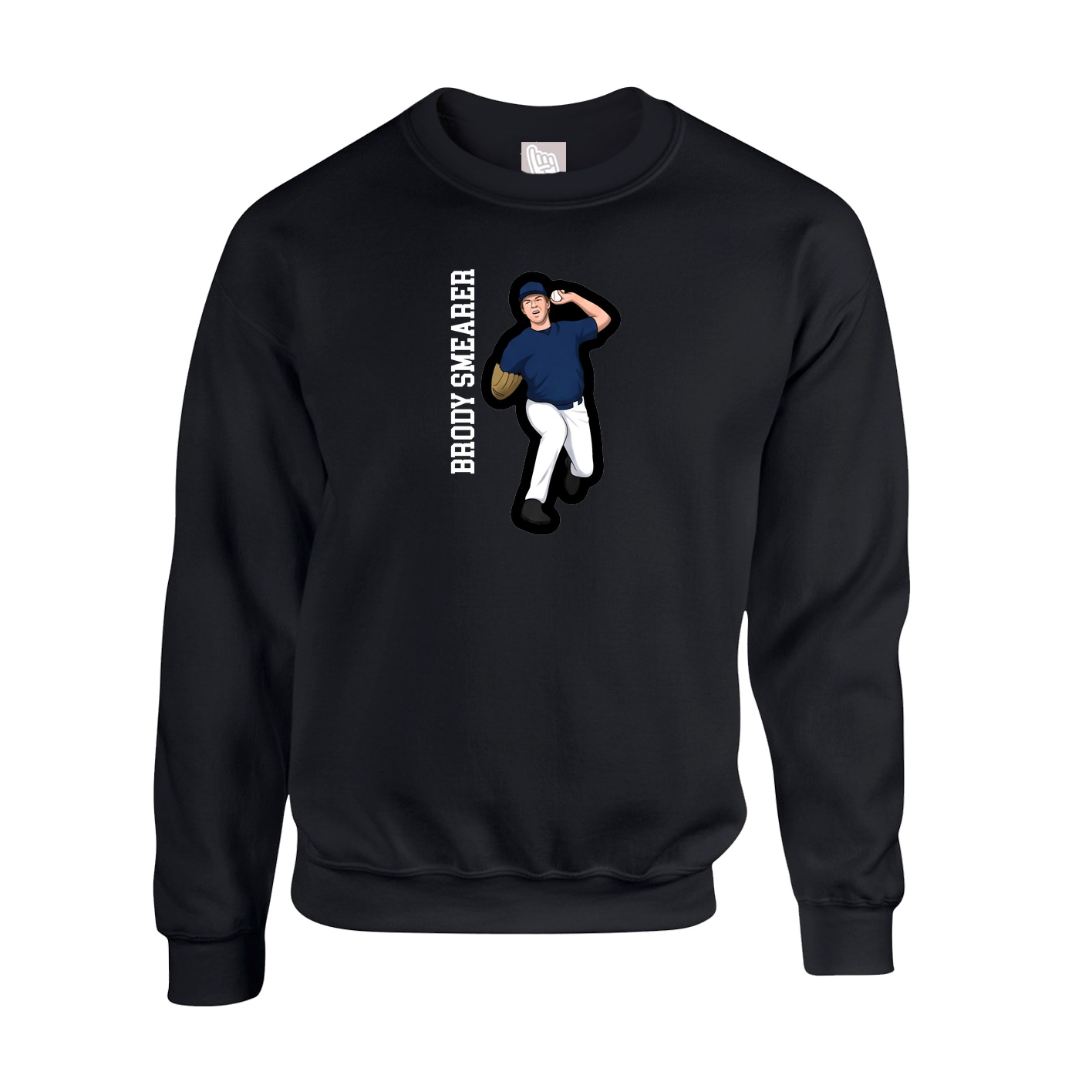 Fleece Crew — Name Vertical in Black