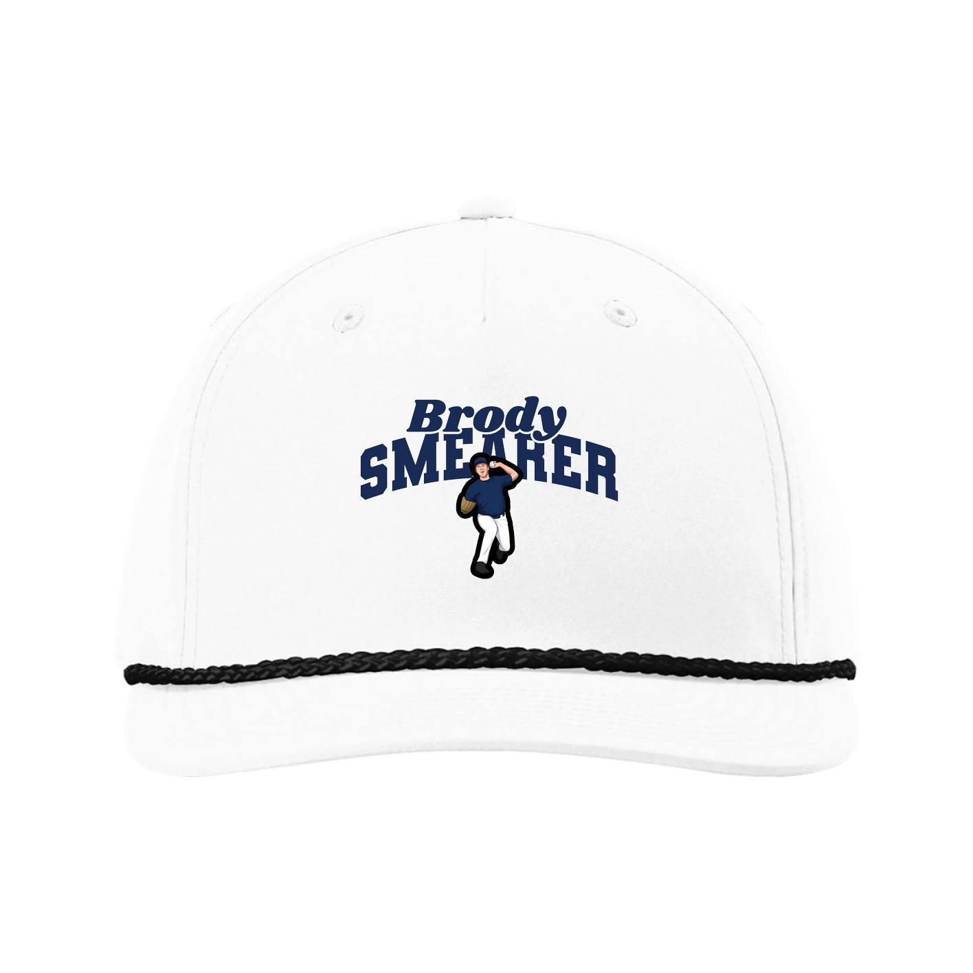 Five-Panel Classic Rope Cap — Signature Arch in White