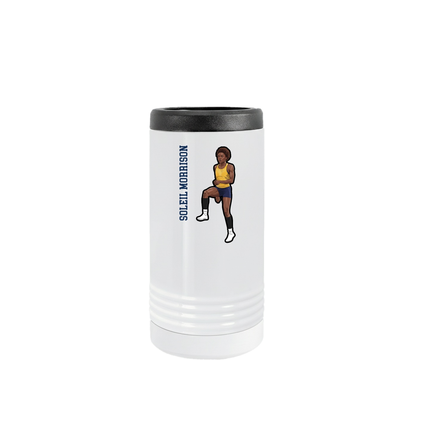 Slim Beverage Holder — Name Vertical in White