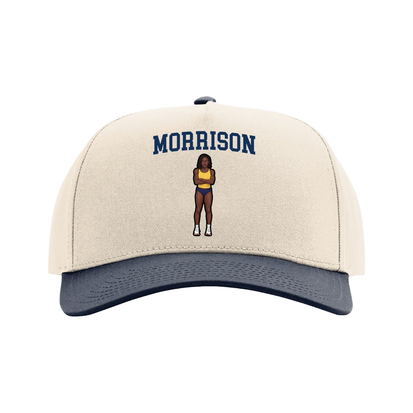 Full Fabric Five-Panel Champ Cap — Shirsey in Cream/Navy