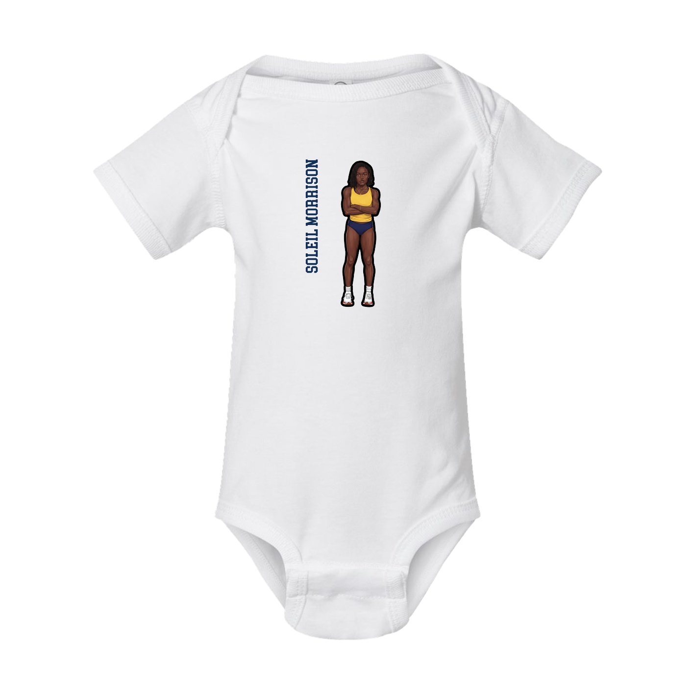 Baby Onesie — Name Vertical in White