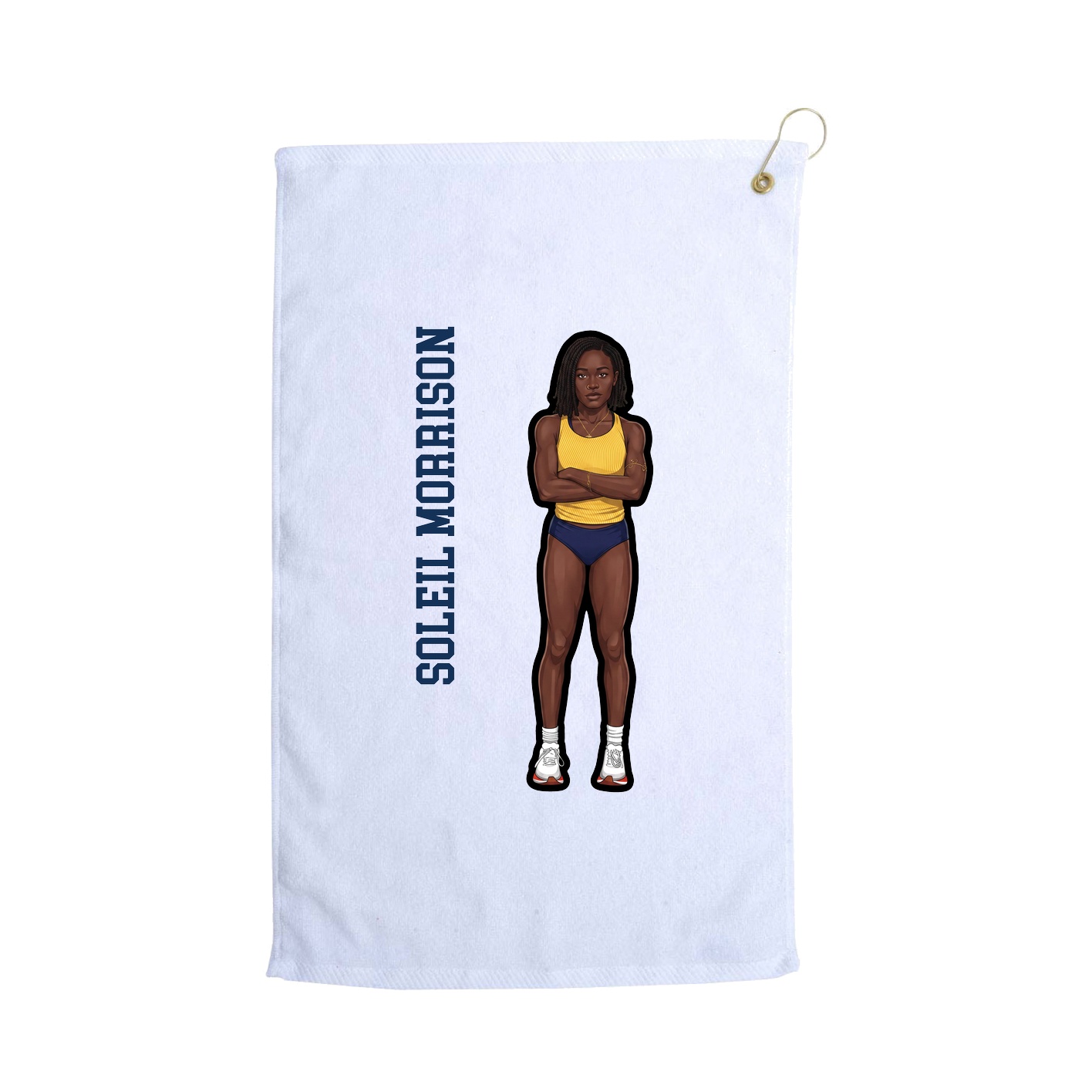 Golf Towel — Name Vertical in White