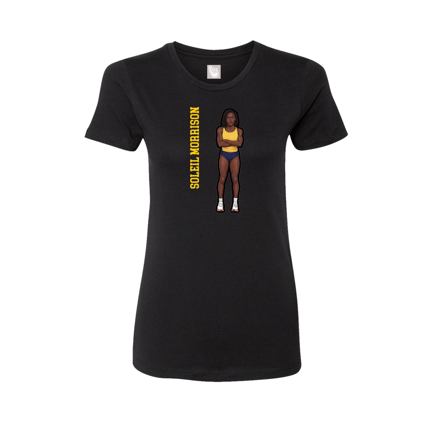Womens Tee — Name Vertical in Black