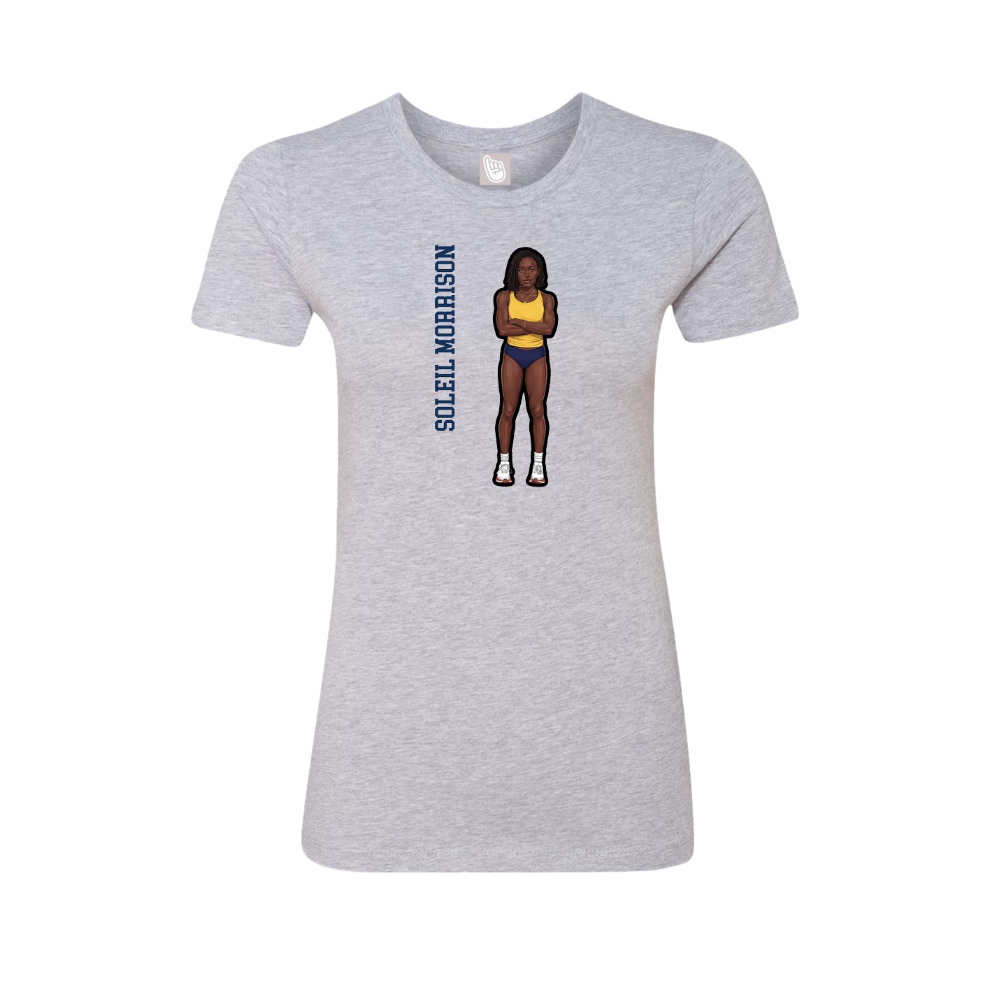 Fitted Women's Tee — Name Vertical in Grey