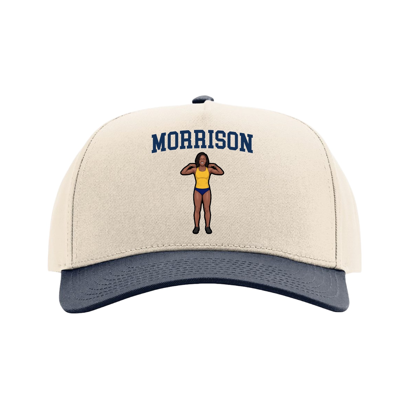Full Fabric Five-Panel Champ Cap — Shirsey in Cream/Navy