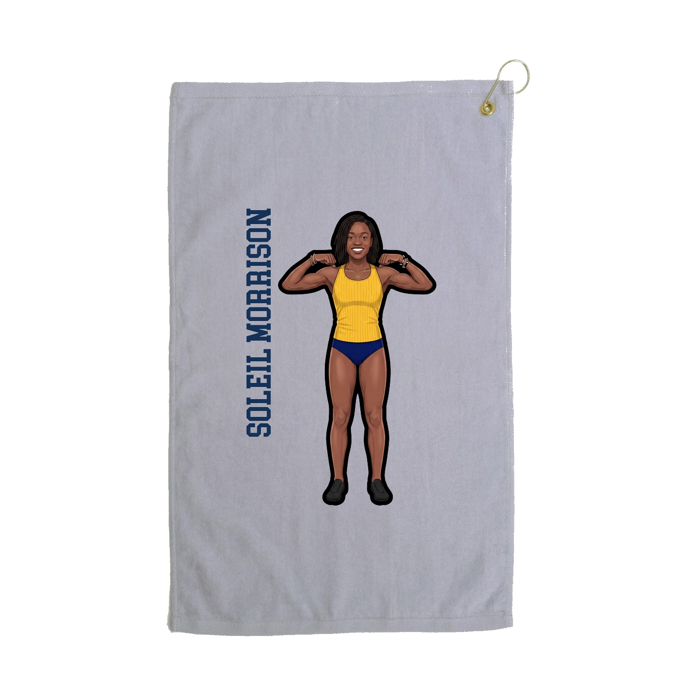Golf Towel — Name Vertical in Grey