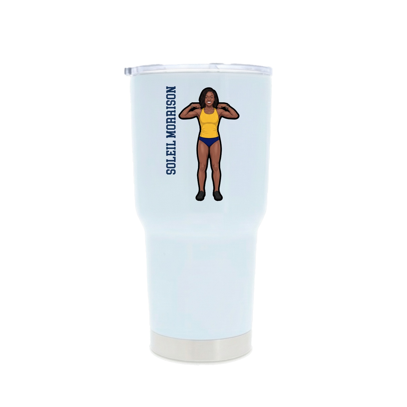30oz Stainless Steel Tumbler — Name Vertical in White