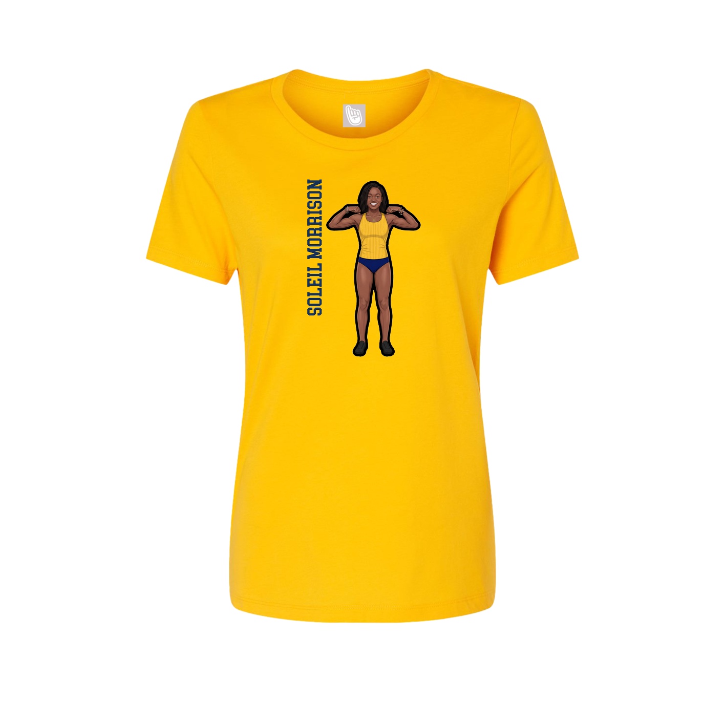Fitted Women's Tee — Name Vertical in Gold